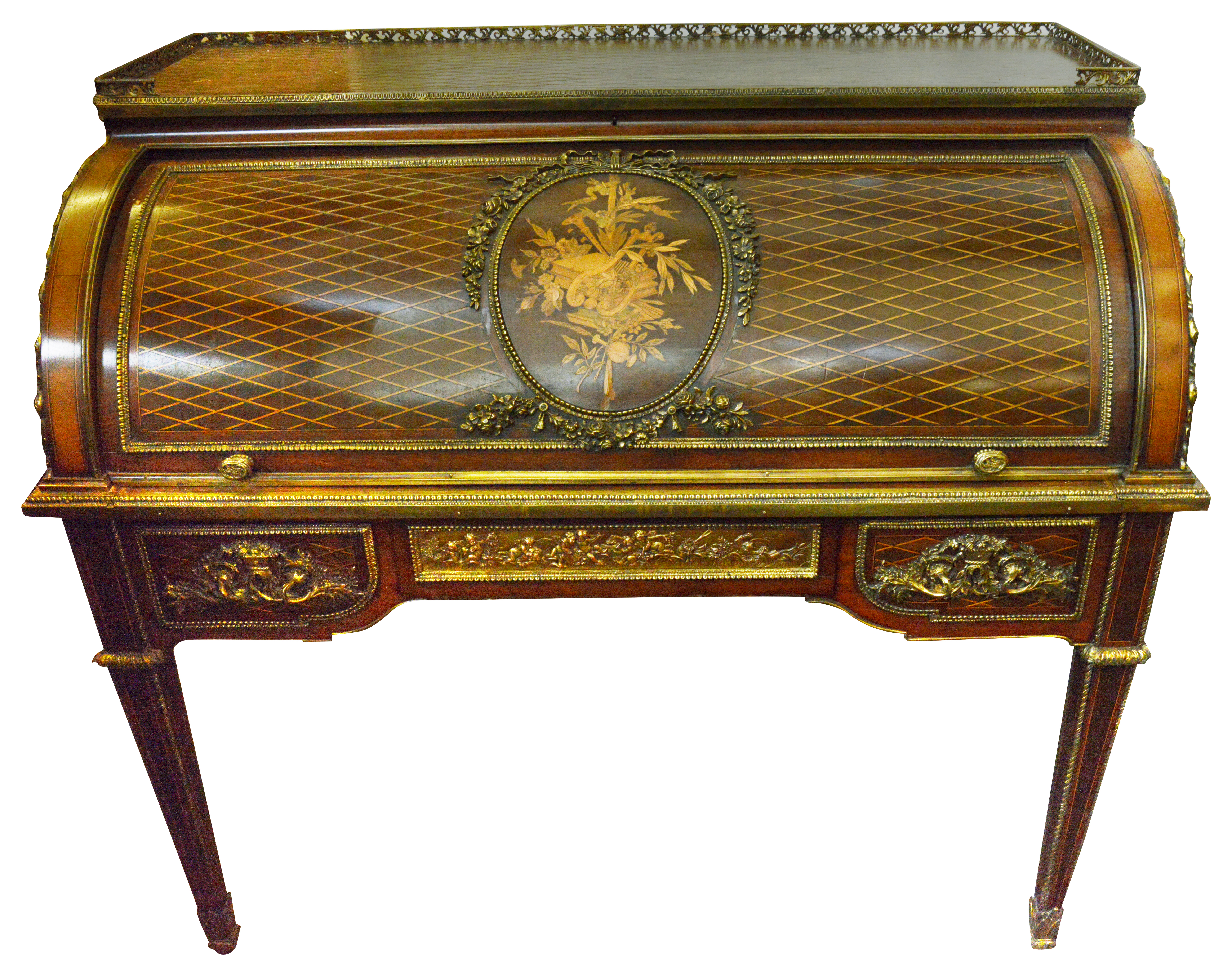 French Louis XIV style marquetry bureau in the manner of Linke