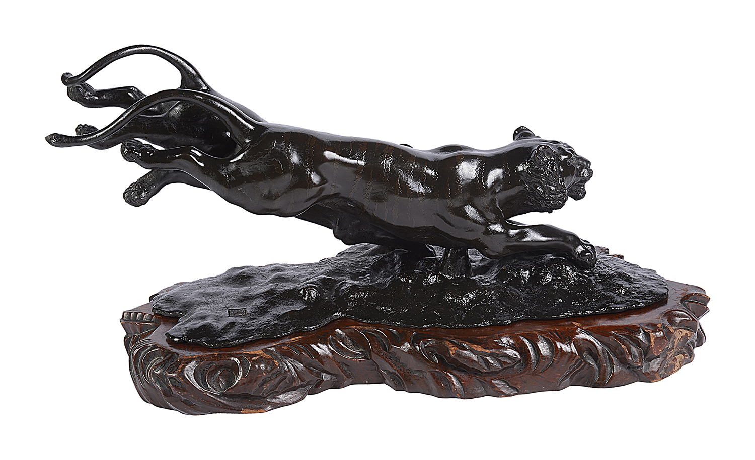 Japanese bronze Tigers hunting, Meiji period 64cm