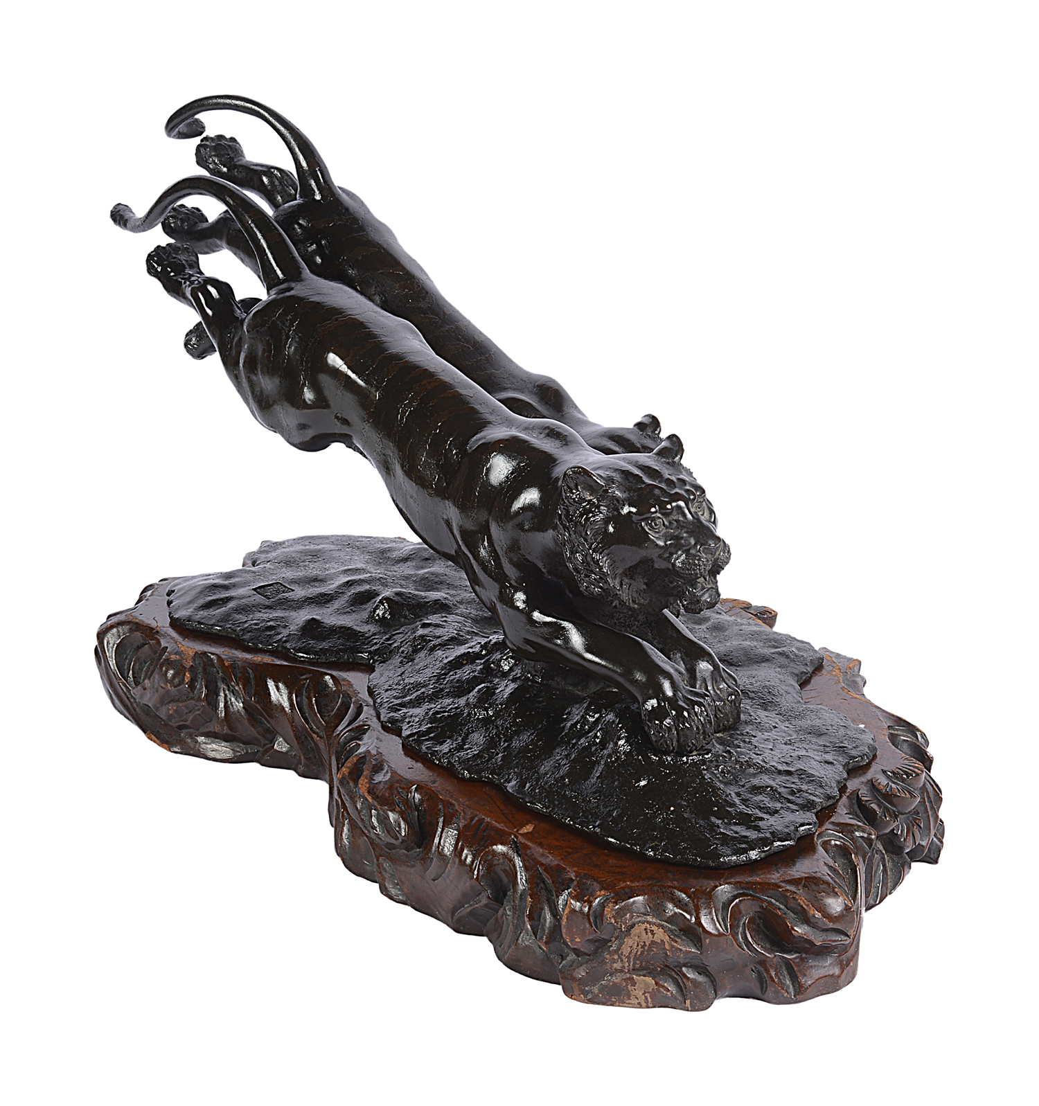 Japanese bronze Tigers hunting, Meiji period 64cm