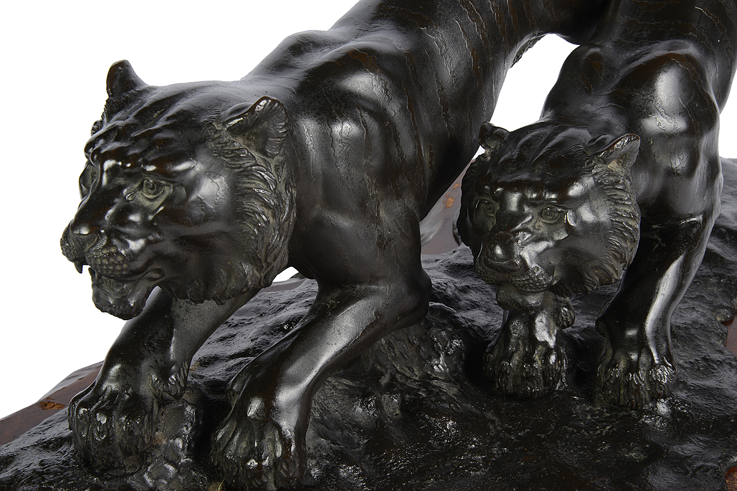 Japanese bronze Tigers hunting, Meiji period 64cm