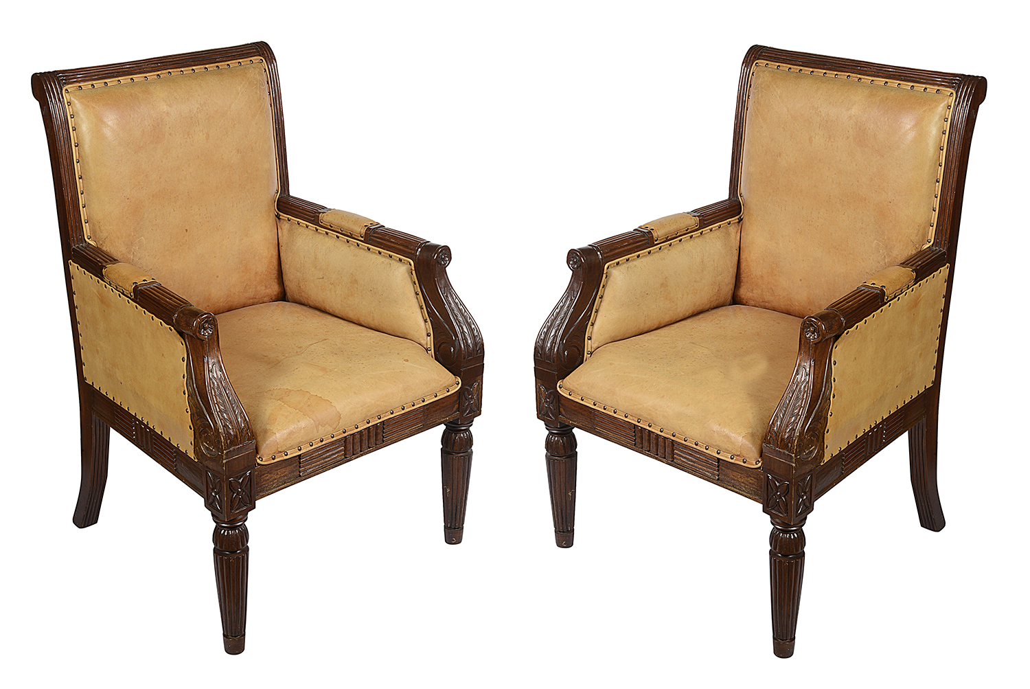 Pair Regency style Mahogany Library chairs
