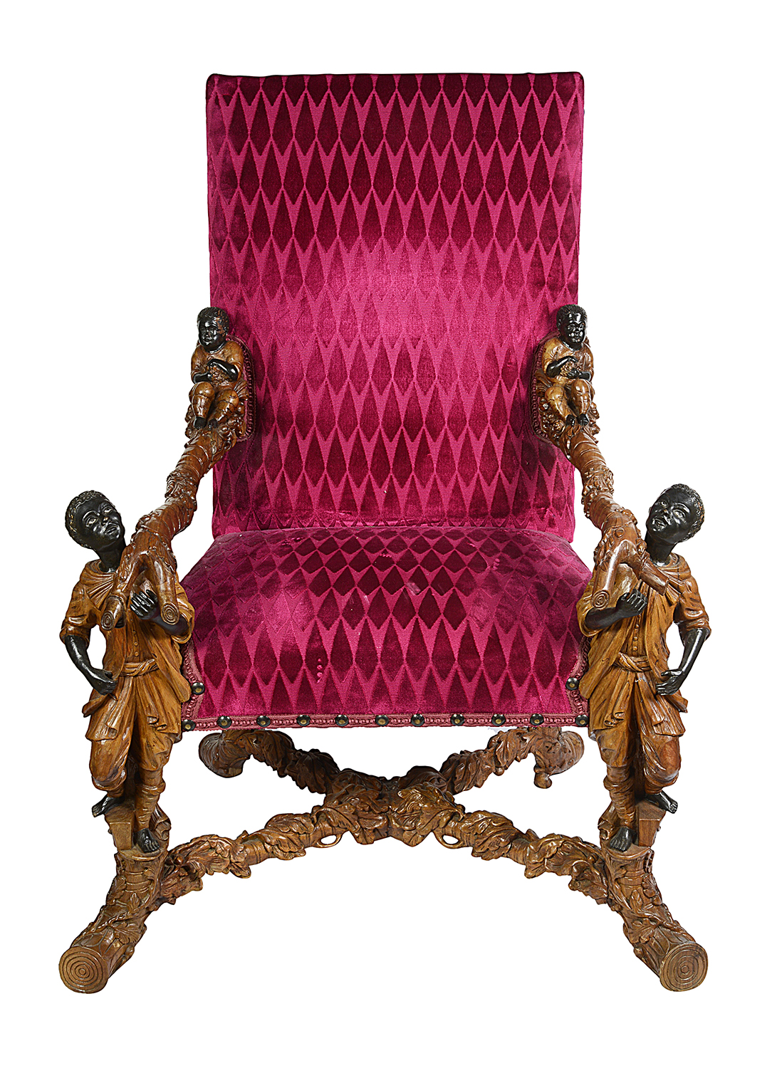 Venetian C18th style carved arm chair.