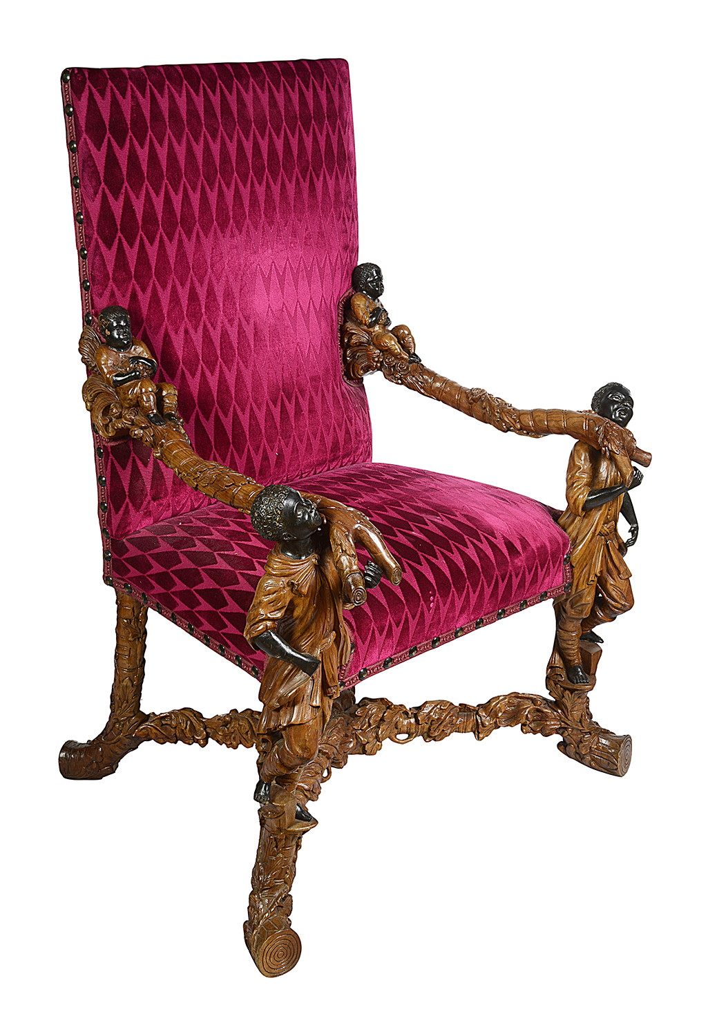 Venetian C18th style carved arm chair.
