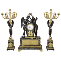 Large 19th Century French Empire style clock set.