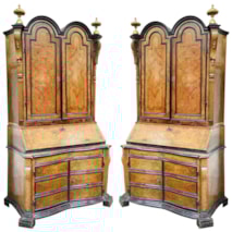Rare pair of 18th Century Italian double dome bureau bookcases, circa 1760.