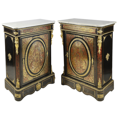 Pair 19th Century Boulle Pier cabinets