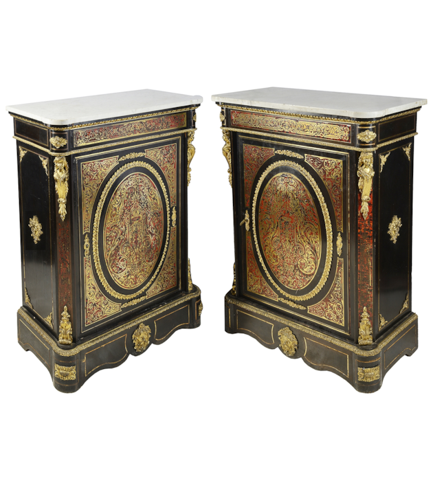 Pair 19th Century Boulle Pier cabinets
