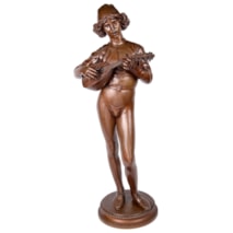19th Century, Barbedienne, Bronze Statue of a Minstrel