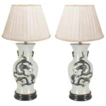 Pair of 19th Century Chinese Crackleware Vases or Lamps