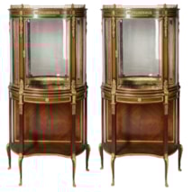 Pair French Louis XVI style Mahogany display cabinets, 19th century, Paul Somani