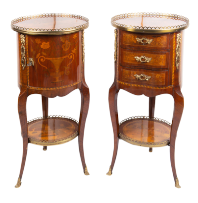 Pair French inlaid side cabinets, Louis XVI style, circa 1900