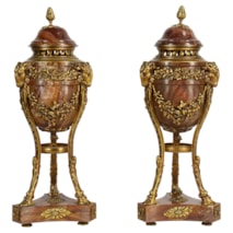 Pair 19th Century marble and ormolu urns.