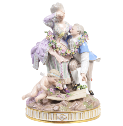 19th Century Meissen group,'The broken bridge'