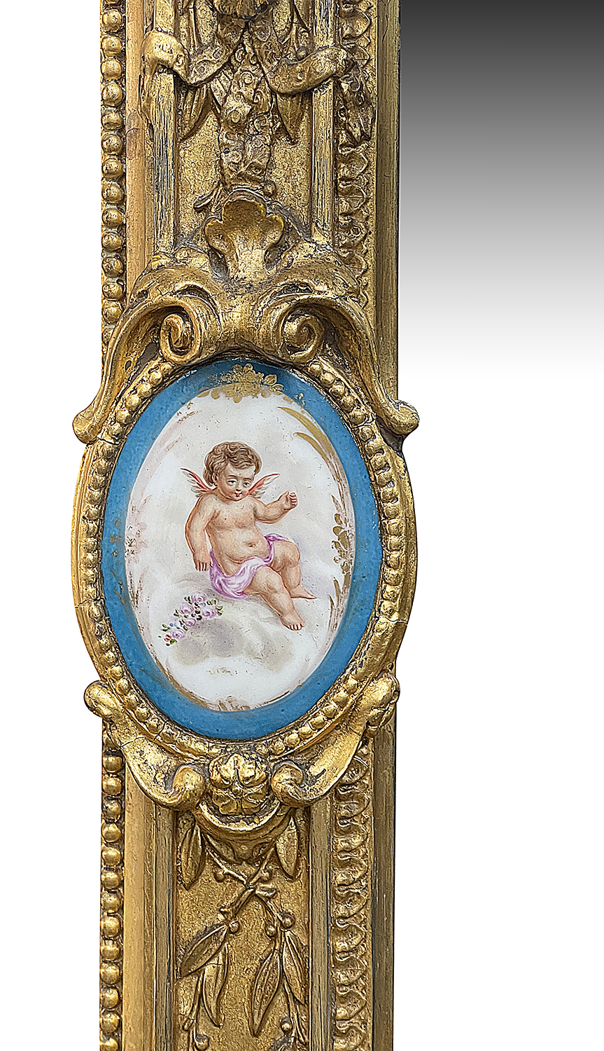 Monumental Sevres porcelain mounted wall mirror, circa 1880. 244cm high