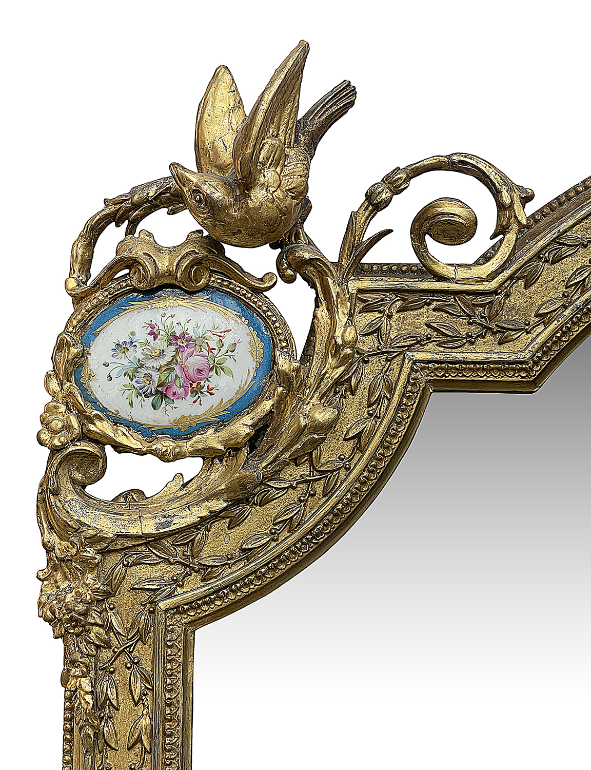 Monumental Sevres porcelain mounted wall mirror, circa 1880. 244cm high