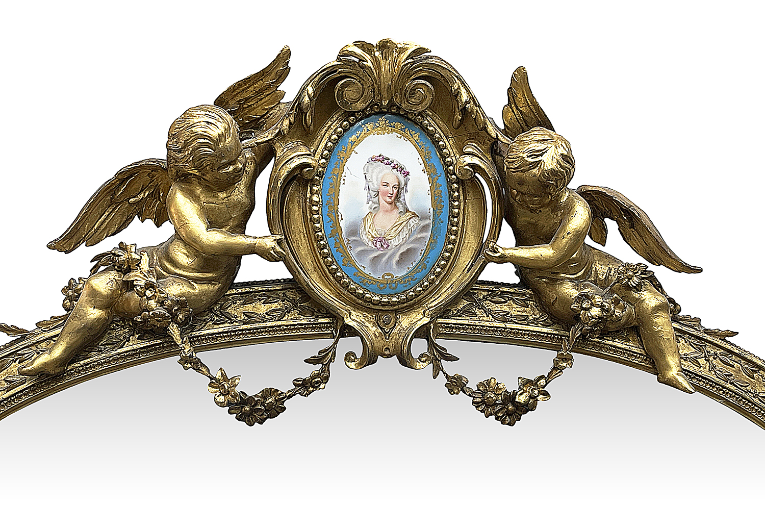 Monumental Sevres porcelain mounted wall mirror, circa 1880. 244cm high