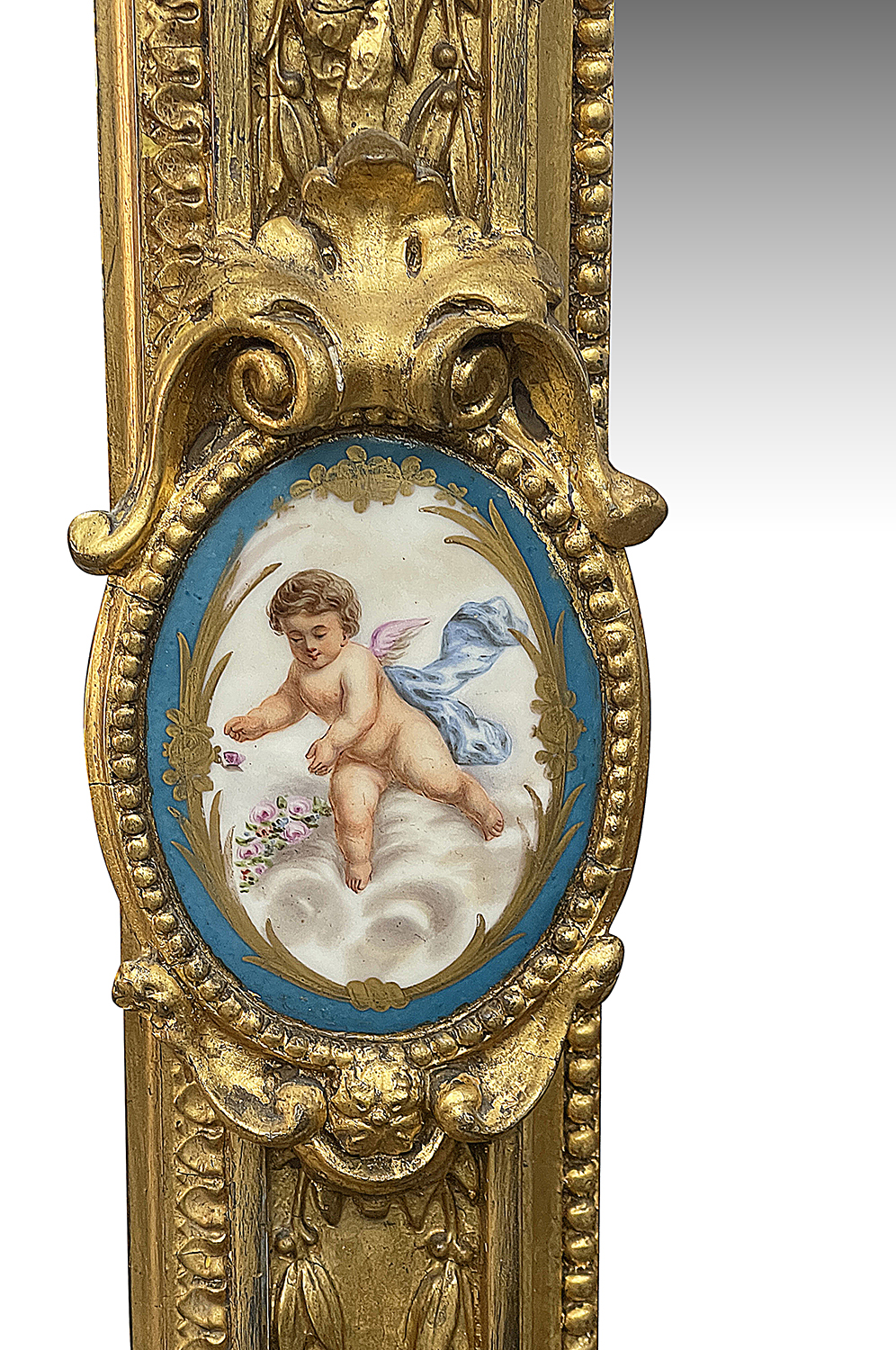 Monumental Sevres porcelain mounted wall mirror, circa 1880. 244cm high