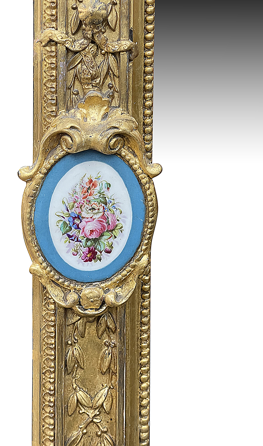 Monumental Sevres porcelain mounted wall mirror, circa 1880. 244cm high