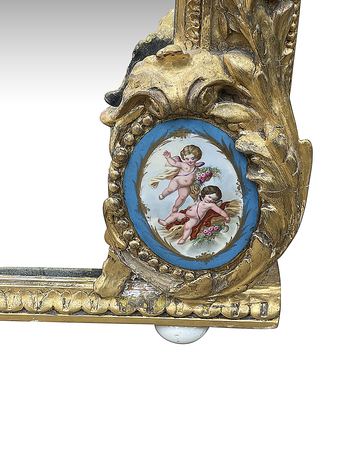 Monumental Sevres porcelain mounted wall mirror, circa 1880. 244cm high