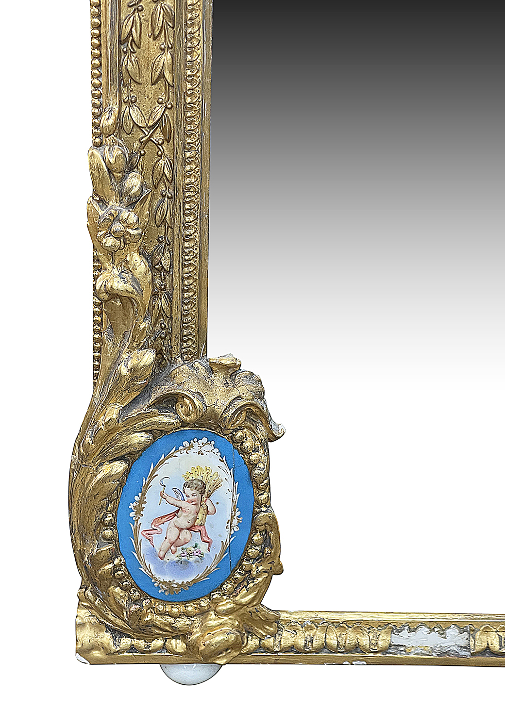 Monumental Sevres porcelain mounted wall mirror, circa 1880. 244cm high