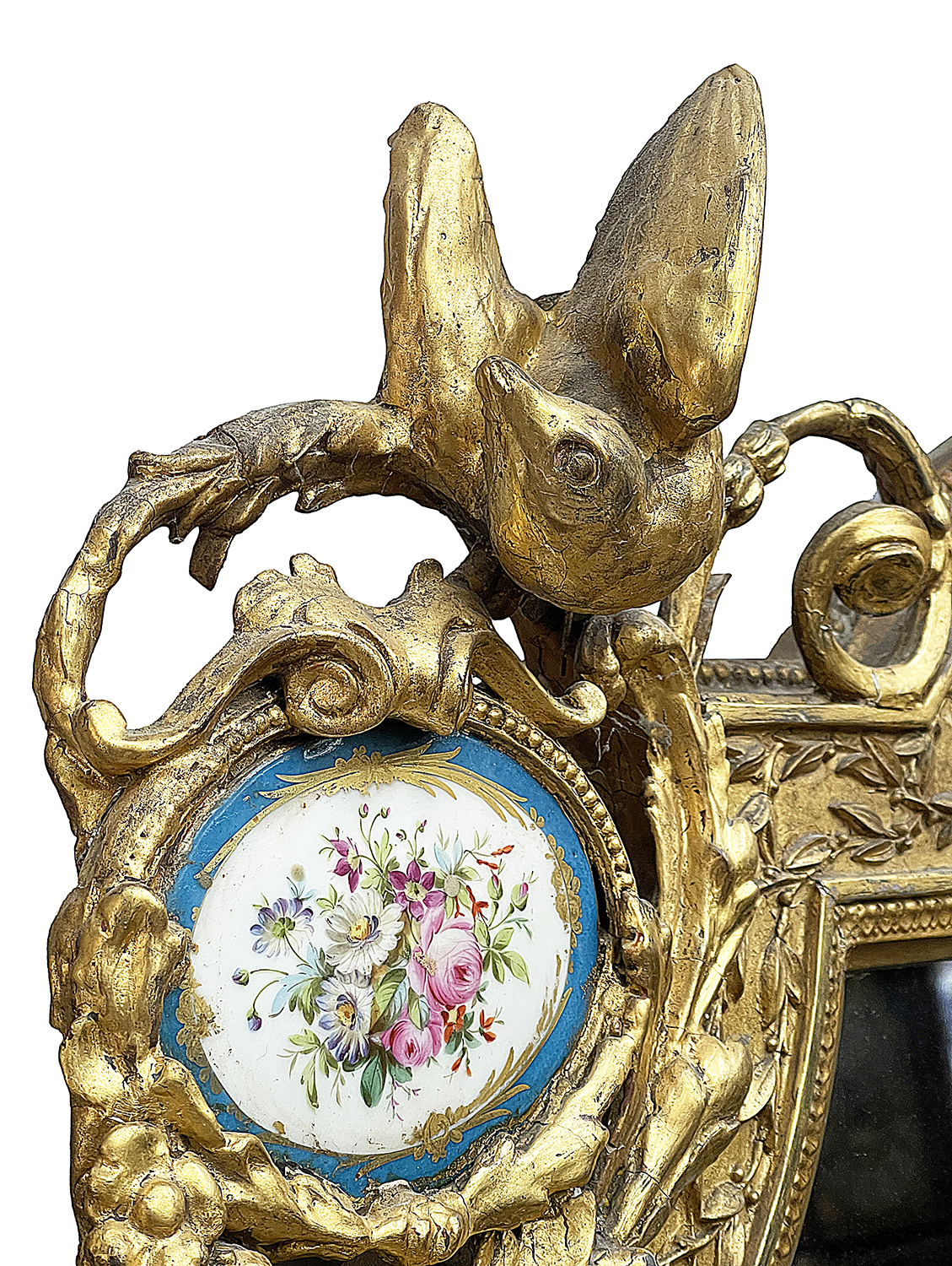 Monumental Sevres porcelain mounted wall mirror, circa 1880. 244cm high