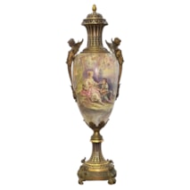 Large Sevres style lidded vase by Morant