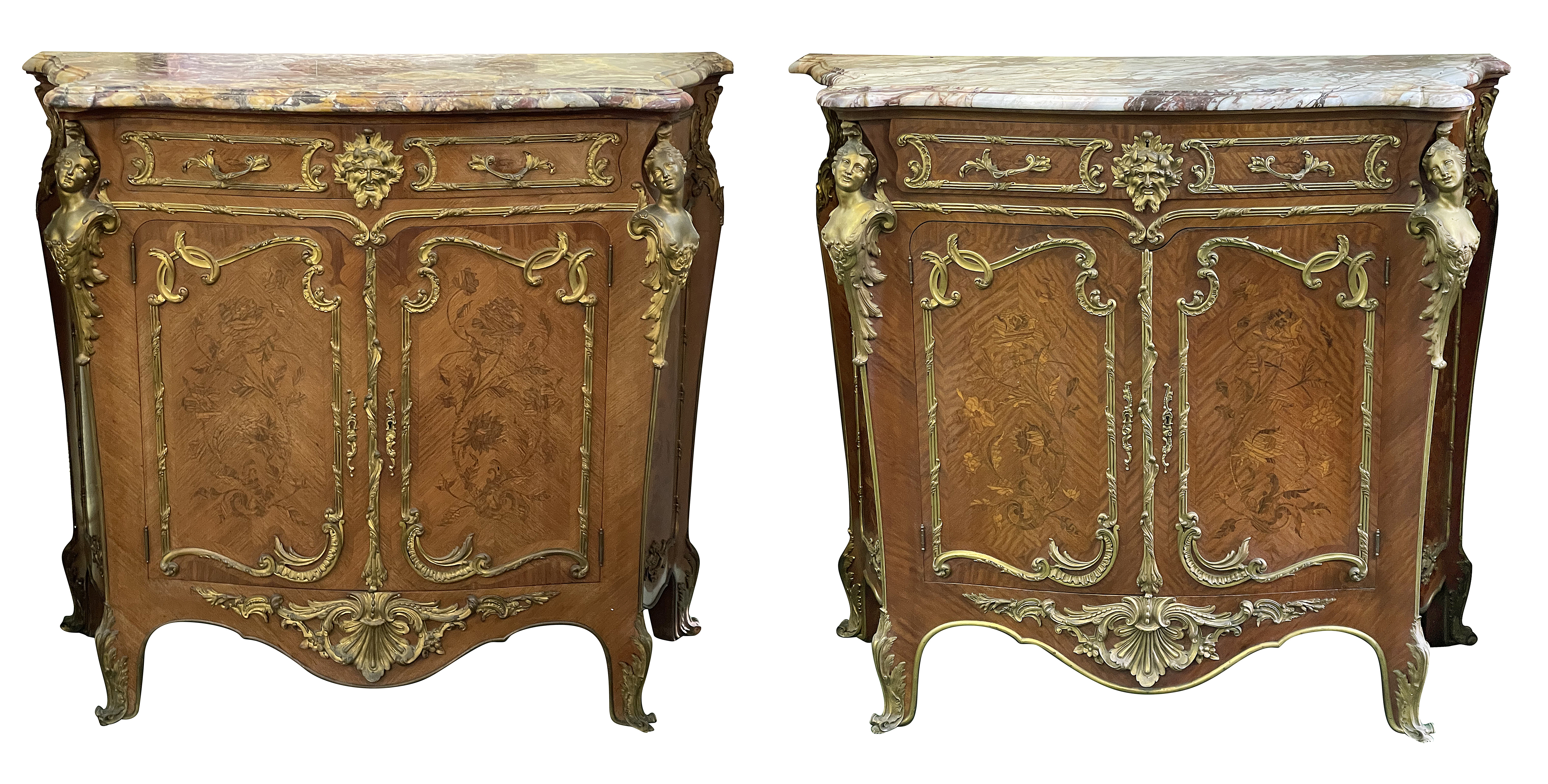 Rare Pair of Louis XVI style side cabinets after Joseph Zwiener