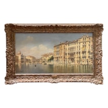 Venetian oil on canvas painting by; E. Perez Senet, 19th Century