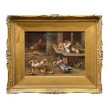 Edgar Hunt, oil on canvas, Farm animals, 1880.