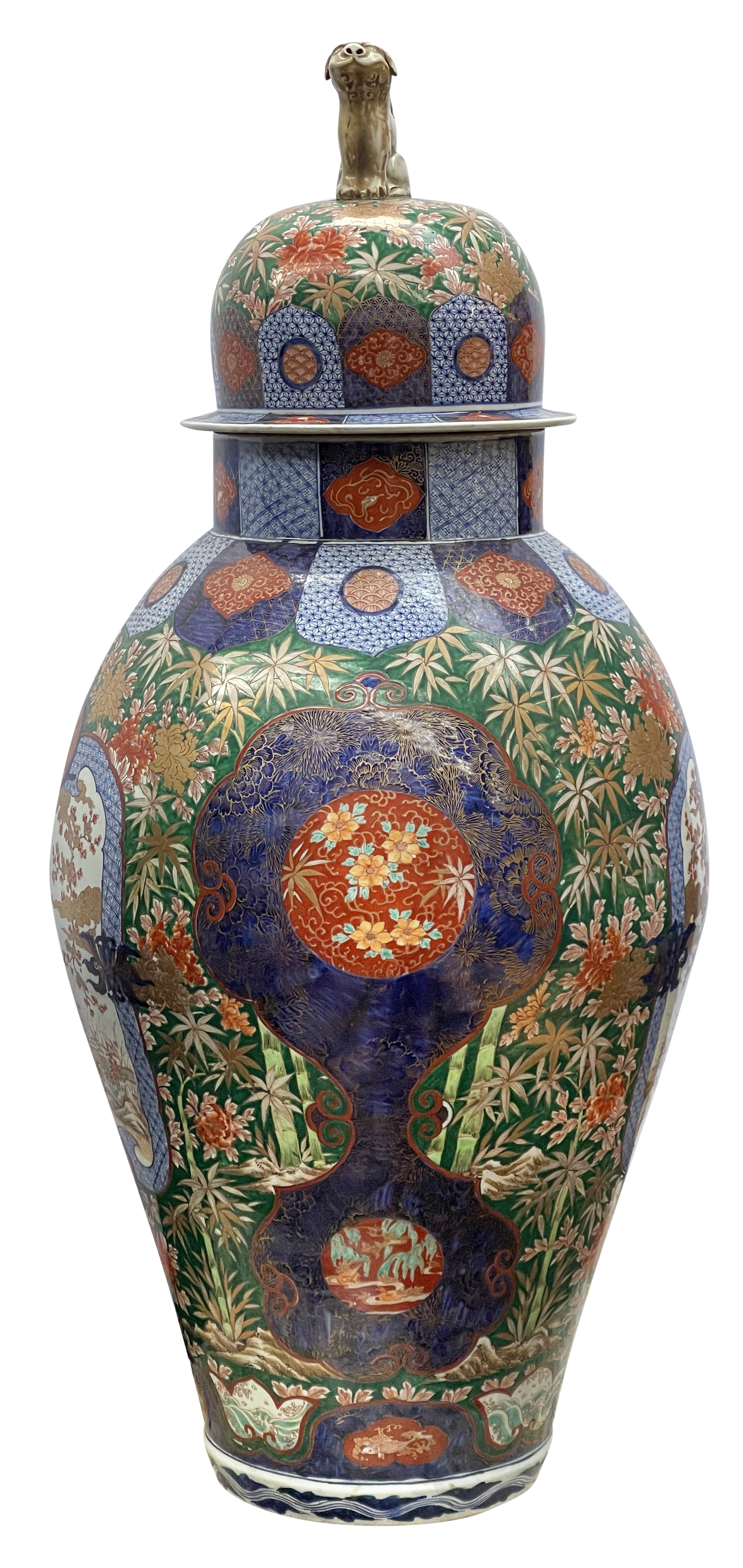 Large 19th Century Japanese Imari lidded vase.