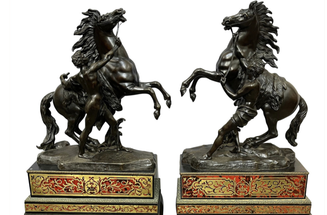 Very large pair of French Bronze Marly Horse, 1890. 137cm high
