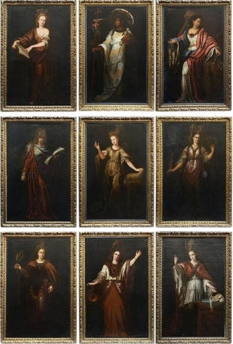 Pair 18th Century paintings of the Siblys Cumae + Delphi, circa 1700. French School.