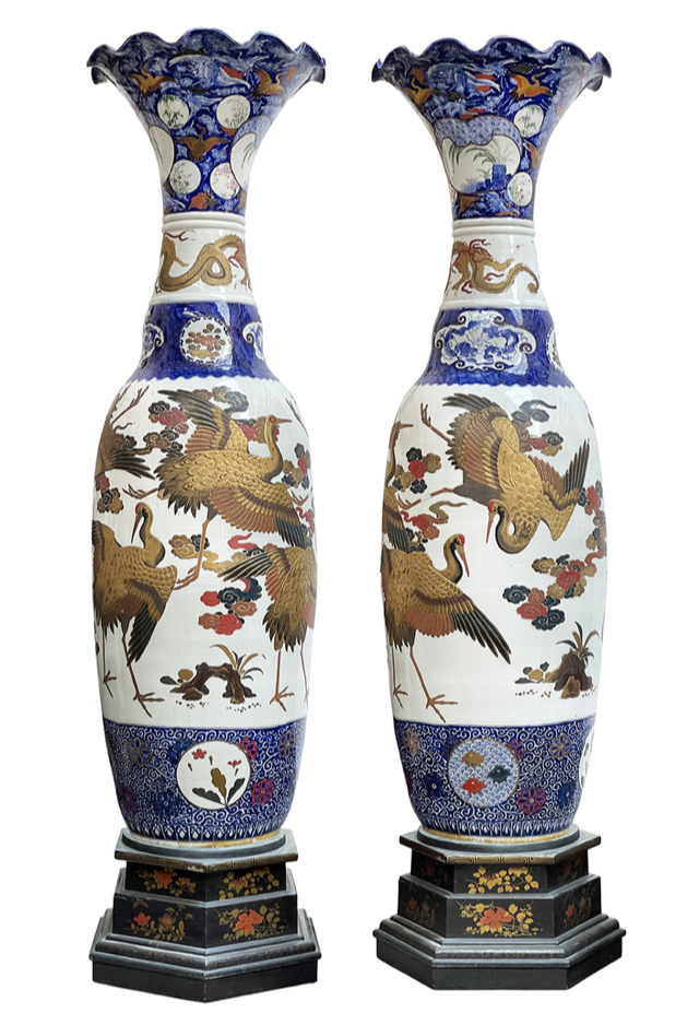 Pair Monumental Japanese Imari vases, 19th Century