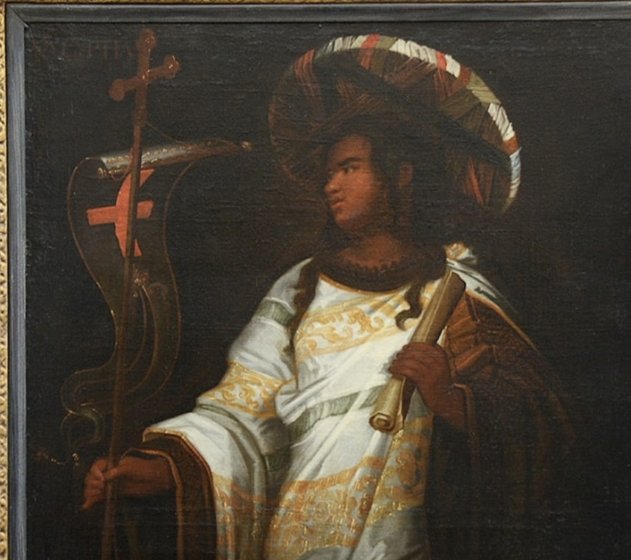 Specatular pair C18th oil on canvas painting of Cumaean + Persian Sibyls. 182cm high