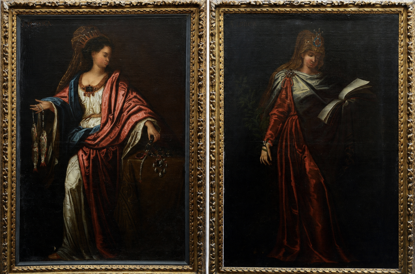 Pair 18th Century paintings of the Siblys Cumae + Delphi, circa 1700. French School.